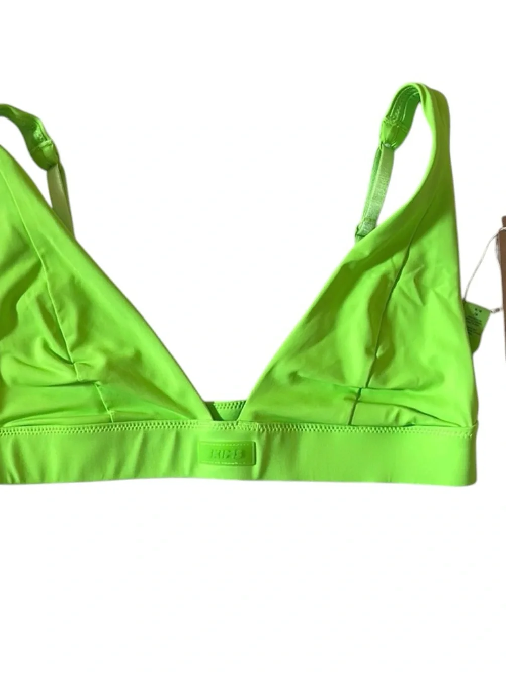 NEW NWT SKIMS PLUNGE BIKINI SIGNATURE SWIM TOP NEON GREEN MEDIUM M TRIANGLE